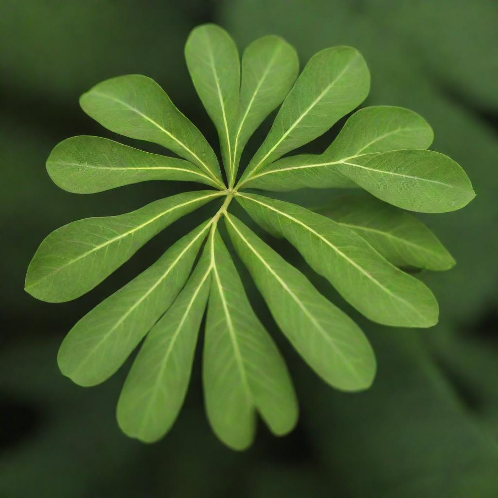 A vivid, sharp image of a Moringa leaf, showcasing its intricate venation and lush green color.