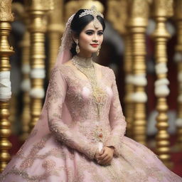 Gambar seorang putri raja yang cantik mengenakan gaun kerajaan dengan bagian payudaranya terlihat jelas