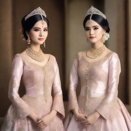 Gambar seorang putri raja yang cantik mengenakan baju daster dengan bagian payudaranya terlihat jelas