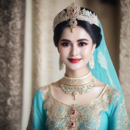 Gambar seorang putri raja yang cantik mengenakan baju daster dengan bagian payudaranya terlihat jelas