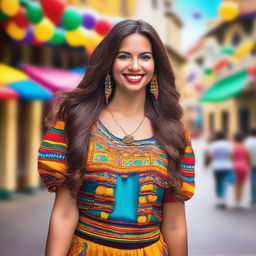 A beautiful Latina woman with long, flowing hair and a warm smile