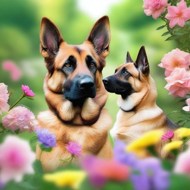 A German shepherd and a Siamese cat are in love