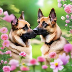 A German shepherd and a Siamese cat are in love