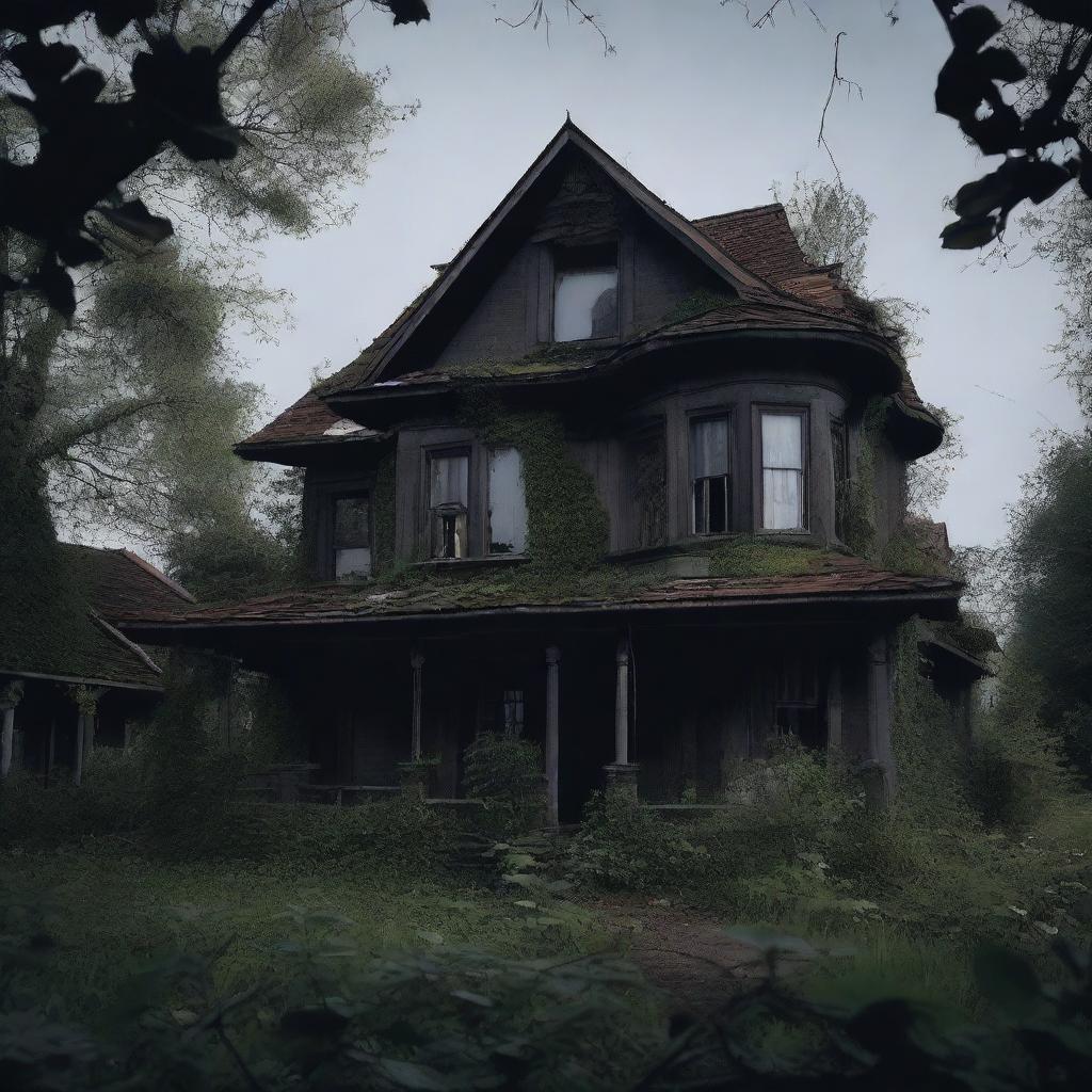 A dark, eerie home with dim lighting and shadows