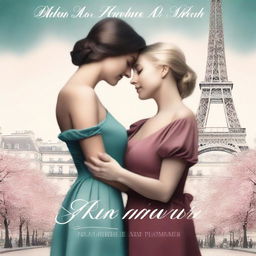 Create a book cover for a lesbian romance novel titled 'Mon Amour'