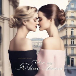 Create a book cover for a lesbian romance novel titled 'Mon Amour'