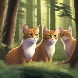 A realistic illustration of a scene from Erin Hunter's Warriors book series