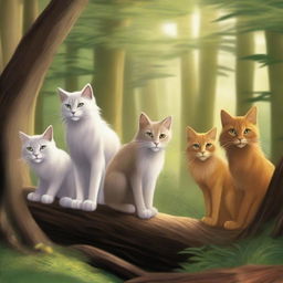 A realistic illustration of a scene from Erin Hunter's Warriors book series