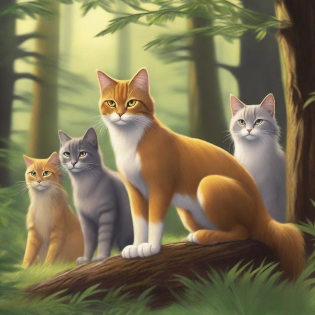 A realistic illustration of a scene from Erin Hunter's Warriors book series