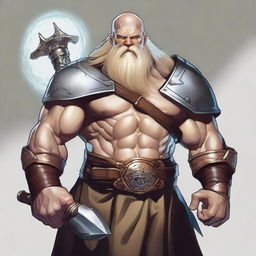 A Dungeons & Dragons Goliath with pale skin, thick blonde hair, and a thick beard