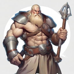 A Dungeons & Dragons Goliath with pale skin, thick blonde hair, and a thick beard