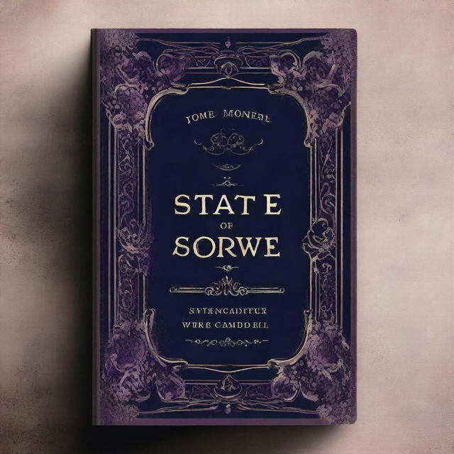 Create a dark-themed, vintage-style book cover titled 'State Of Sweet Sorrow'