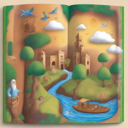 Create a book cover inspired by the Book of Genesis, featuring a mural painting that illustrates key themes throughout the book