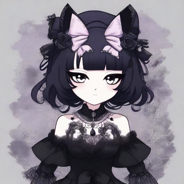 Create an image of Kuromi with a gothic aesthetic