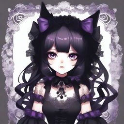 Create an image of Kuromi with a gothic aesthetic