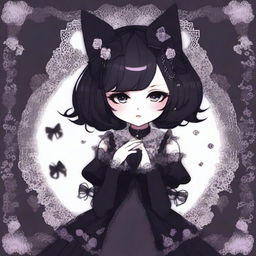 Create an image of Kuromi with a gothic aesthetic