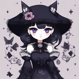 Create an image of Kuromi with a gothic aesthetic