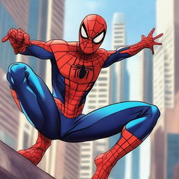 Create an anime girl dressed in a Spider-Man costume with an exaggeratedly large bottom