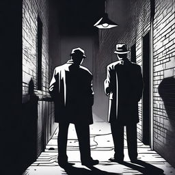 An intriguing true crime scene featuring detectives investigating a mysterious murder in a dimly lit alleyway