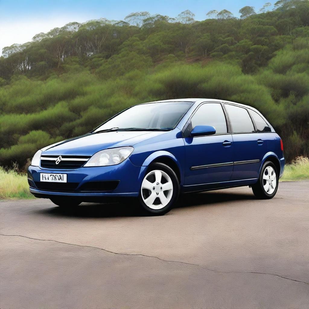 A detailed image of a 2002 Holden Astra, showcasing its sleek design and classic features