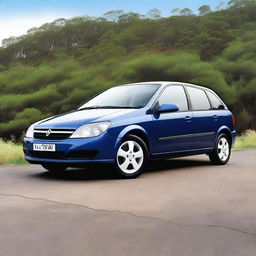 A detailed image of a 2002 Holden Astra, showcasing its sleek design and classic features