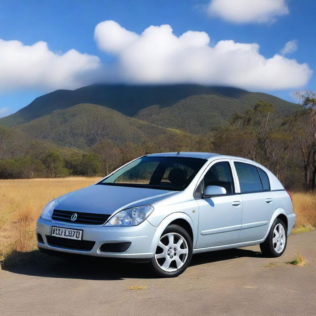 A detailed image of a 2002 Holden Astra, showcasing its sleek design and classic features