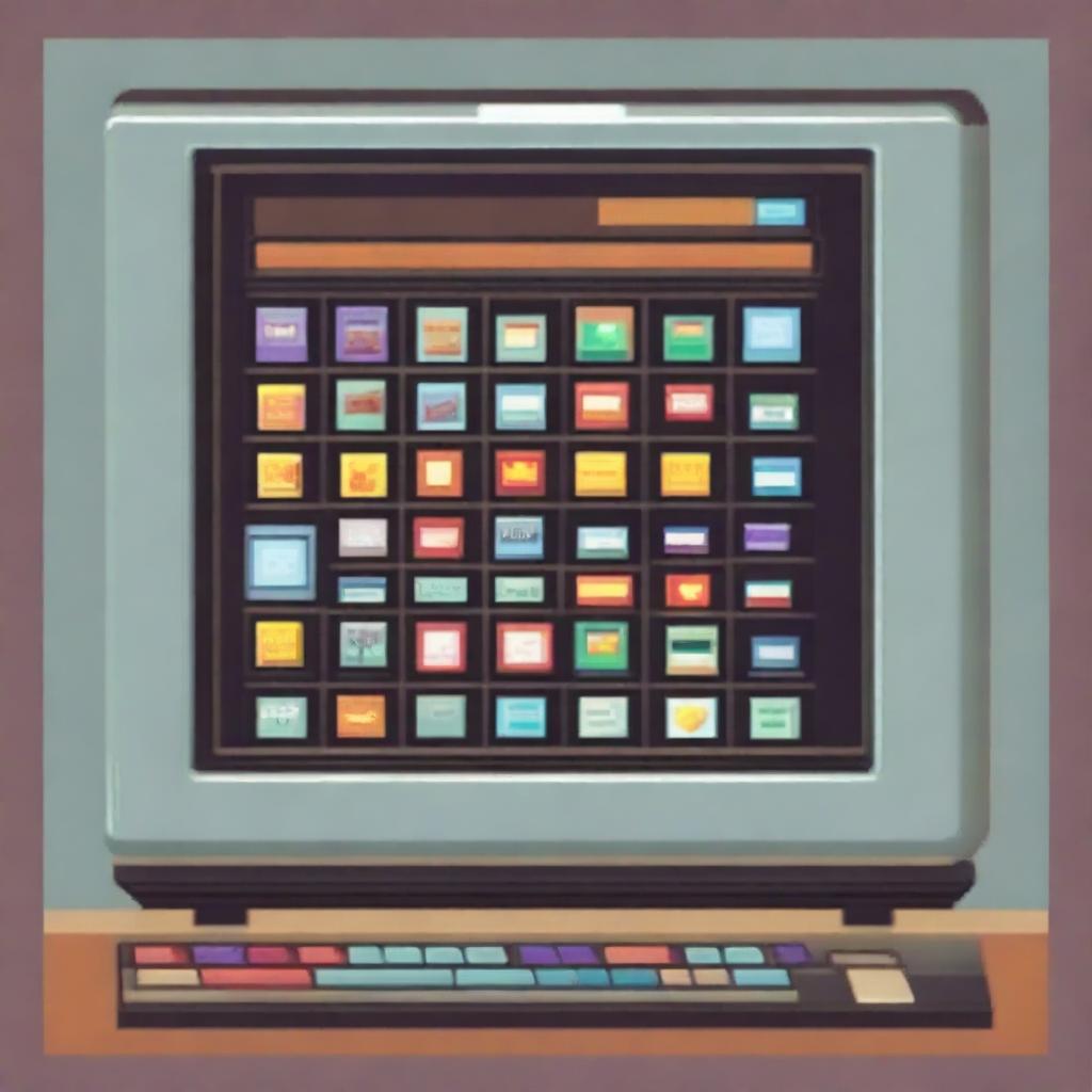 A computer screen depicted in pixel art style