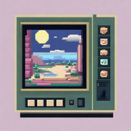 A computer screen depicted in pixel art style