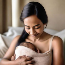 A tender and serene moment of a mother breastfeeding her child