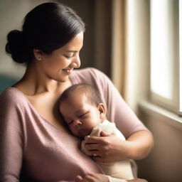 A tender and serene moment of a mother breastfeeding her child