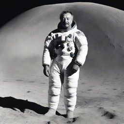 An image depicting Jim Harrison, an astronaut, on a journey to the moon