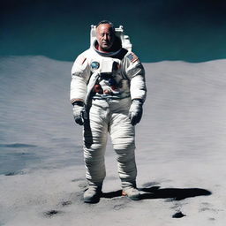 An image depicting Jim Harrison, an astronaut, on a journey to the moon