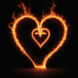 An uppercase letter L burning with intense, vivid flames intertwined with a glowing, pulsating heart.