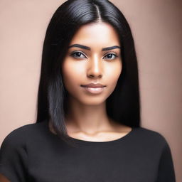 A beautiful dark-skinned young woman with long, straight black hair