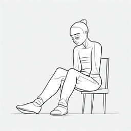 Draw a character sitting with legs stretched out towards the ground