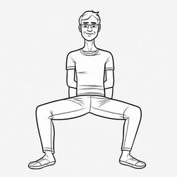 Draw a character sitting with legs stretched out towards the ground