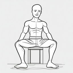 Draw a character sitting with legs stretched out towards the ground