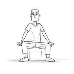 Draw a character sitting with legs stretched out towards the ground