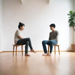 Two people sitting with their legs stretched out in front of them