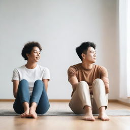 Two people sitting with their legs stretched out in front of them