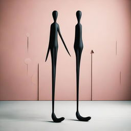 Two people with long, extended legs, standing or walking together