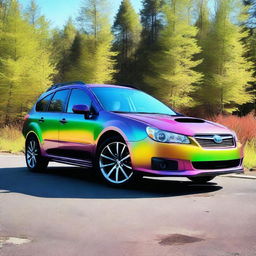 A 2008 Subaru GH3 wrapped in chameleon film