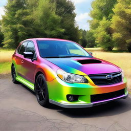 A 2008 Subaru GH3 wrapped in chameleon film