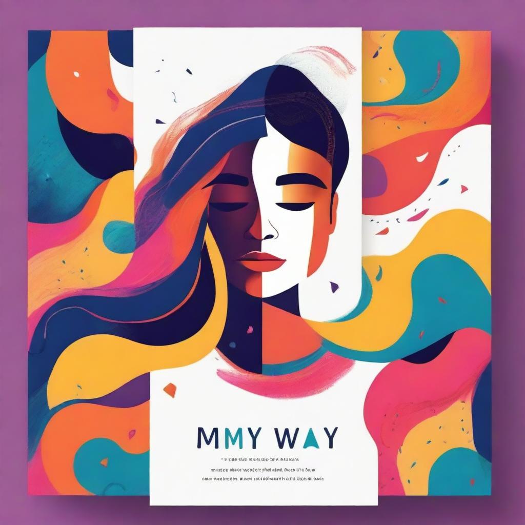 An abstract book cover for a book titled 'My Way' about a young lady navigating life's journey her way