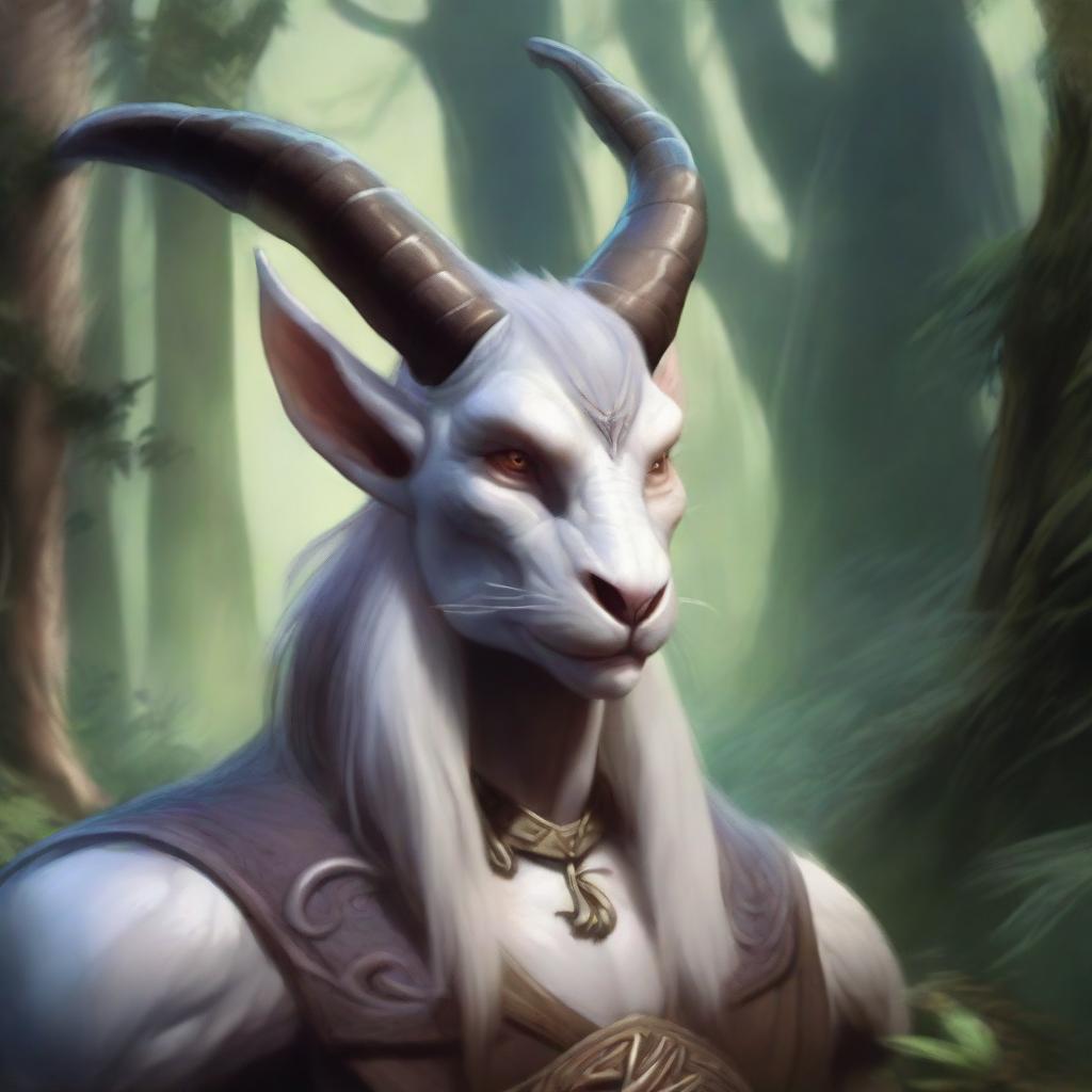 A detailed portrait of a one-horned harengon from Dungeons and Dragons