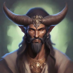 A detailed portrait of a Horned Almiraj Wild Magic Sorcerer