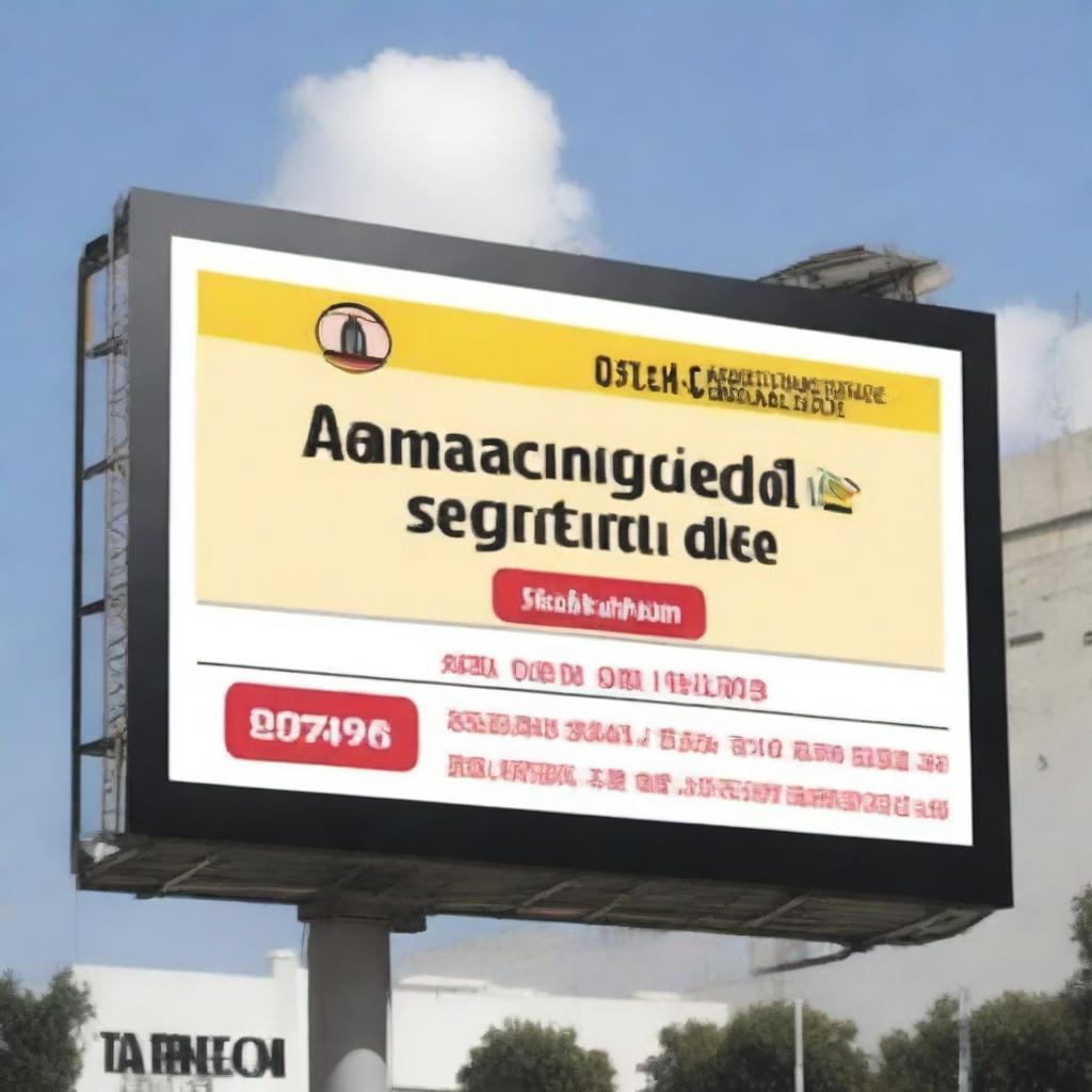 A large billboard measuring 2 meters by 1 meter featuring the logo of 'Tecno Seguridad' at the top