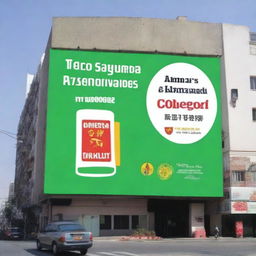 A large billboard measuring 2 meters by 1 meter featuring the logo of 'Tecno Seguridad' at the top