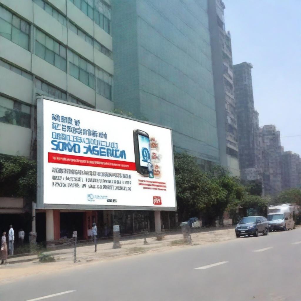 A large billboard measuring 2 meters by 1 meter featuring the logo of 'Tecno Seguridad' at the top