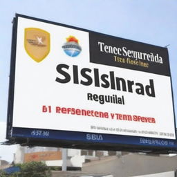 A large billboard measuring 2 meters by 1 meter featuring the logo of 'Tecno Seguridad' at the top